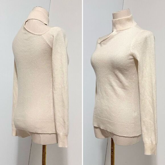Antonio Melani Tina Cutout Cashmere Sweater Ivory XS Contemporary Minimalist - Picture 6 of 8